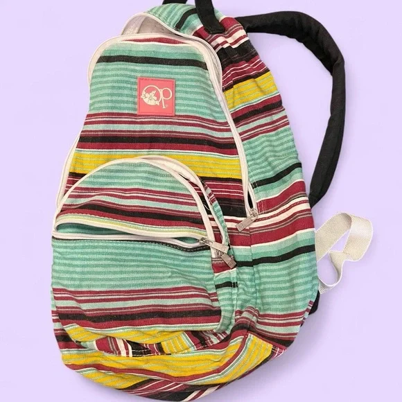 Ocean Pacific OP Striped Canvas Beach Backpack - Picture 2 of 6